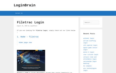 Filetrac - Home - Filetrac - LoginBrain