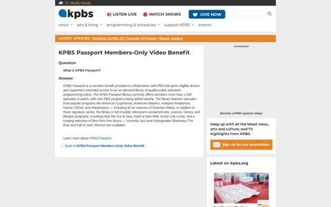 KPBS Passport Members-Only Video Benefit: What is KPBS ...