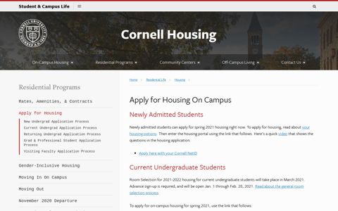 Apply for Housing On Campus | Student & Campus Life ...