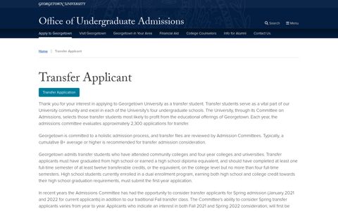 Transfer Applicant - Georgetown Admissions Office