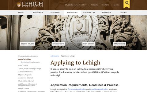 Our Application Process, Tips and Deadlines | Lehigh University