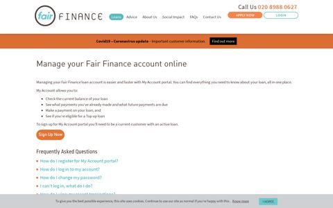 Manage My Account | My Account Portal - Fair Finance
