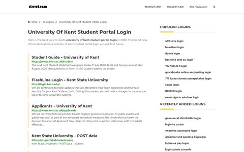University Of Kent Student Portal Login ❤️ One Click Access
