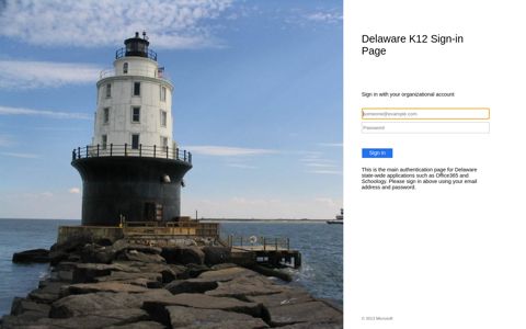 Delaware K12 Sign-in Page