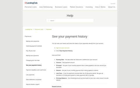 See your payment history – LendingClub