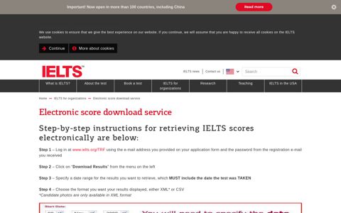 Electronic score download service - ielts