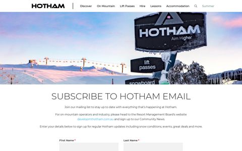 Snow Report and Newletter Sign Up | Hotham Alpine Resort