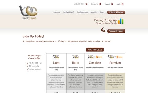 Pricing & Signup | BackChart