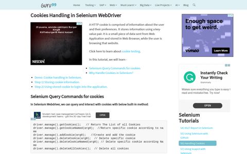 Cookies Handling in Selenium WebDriver - Guru99