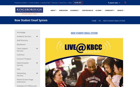 New Student Email System - Kingsborough Community College