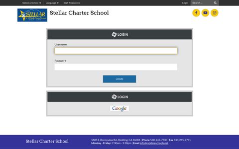 Login - Stellar Charter School - Redding School District