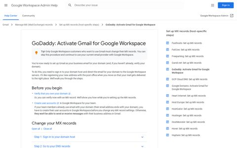 GoDaddy: Activate Gmail for Google Workspace - Google ...