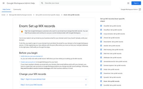 Enom: Set up MX records - Google Workspace Admin Help