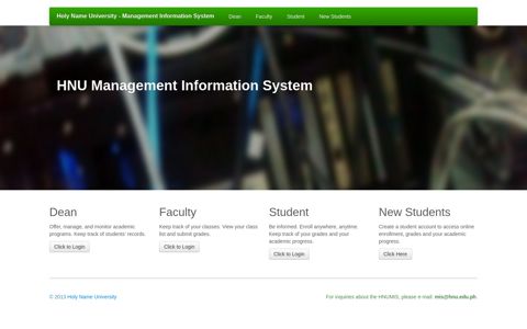HNU Management Information System - Holy Name University
