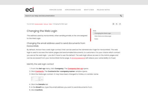 Changing the Web Login - ECi Software Solutions