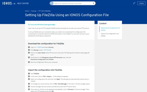 Setting Up FileZilla Using an IONOS Configuration File ...