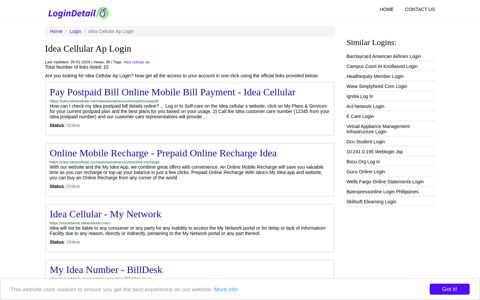 Idea Cellular Ap Login Pay Postpaid Bill Online Mobile Bill ...