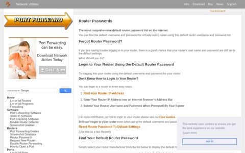 Router Passwords - Port Forward
