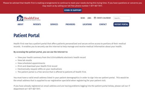 Patient Portal - Health First CHC