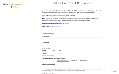 HEALTHConnect - Self-Enrollment - MU Healthe