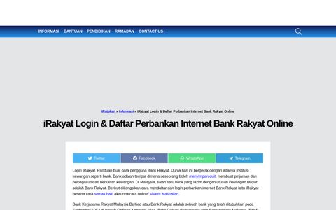 iRakyat Login : Cara Daftar & Semak Baki Bank Rakyat Online