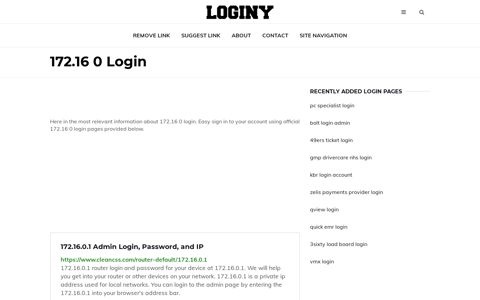 172.16 0 Login ✔️ One Click Login - loginy.co.uk