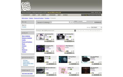 IMVU Catalog: Browsing Computers