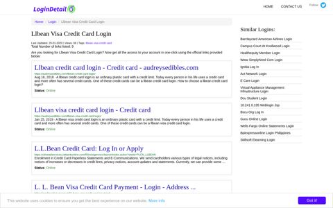 Llbean Visa Credit Card Login - LoginDetail