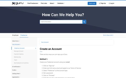 Account - Create Your Freelancer Account on Guru