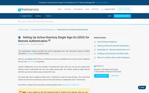 Remote authentication of users using Active Directory ...