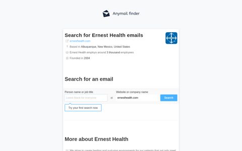 Ernest Health's Email Format - ernesthealth.com Email Address