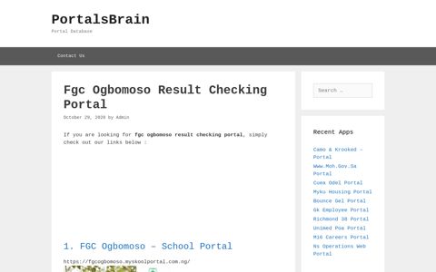 Fgc Ogbomoso Result Checking Portal - PortalsBrain - Portal ...