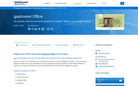 Software: gastronovi Office - Kassensystem - Softguide