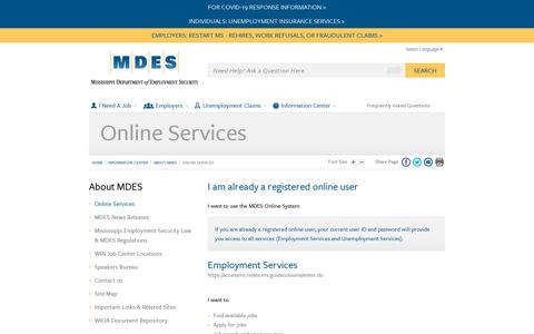 Online Services - Mississippi Department of Employment ...