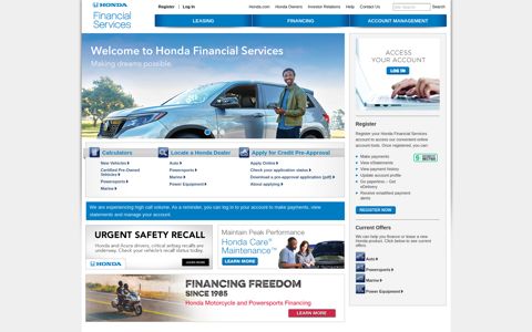 Honda Financial Services: Financing, Lease and Warranty ...