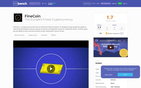 FineCoin (FineCoin) - ICO rating and details | ICObench