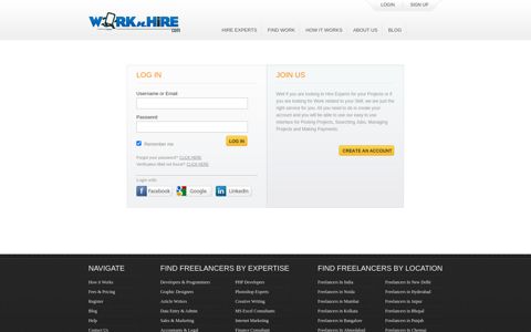 User Login | Login to hire a Freelancer | WorknHire