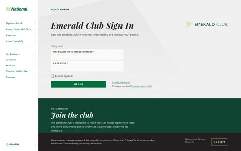 Emerald Club Sign In | National Car Rental
