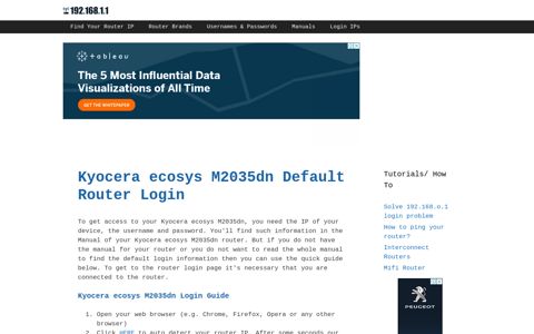 Kyocera ecosys M2035dn - Default login IP, default username ...
