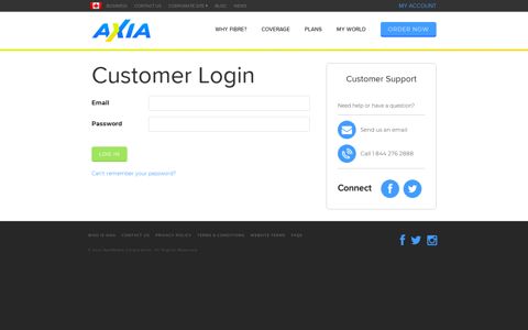 Customer Login | Axia