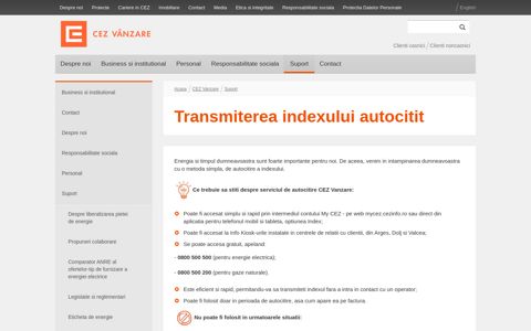 Transmiterea indexului autocitit | CEZ Romania - CEZ Vanzare