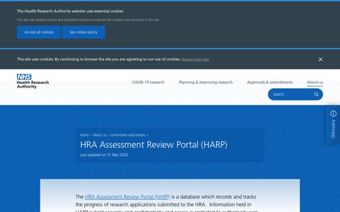 HRA Assessment Review Portal (HARP) - Health Research ...