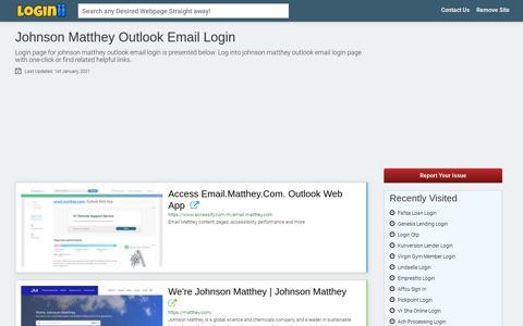 Johnson Matthey Outlook Email Login - Loginii.com