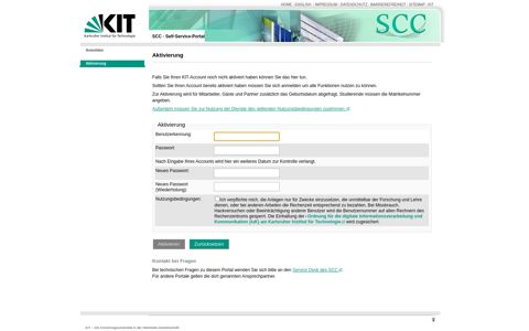 KIT - SCC - Self-Service-Portal - Aktivierung