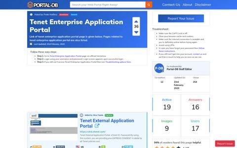 Tenet Enterprise Application Portal