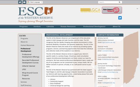 Professional Development - ESC of the Western Reserve