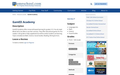 GamED Academy – Homeschool.com