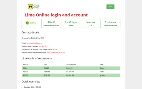 Lime Online login and account - Online loans in South Africa