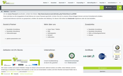 Hilfe zu Login für Bestandskunden | Kautzversand.de ...