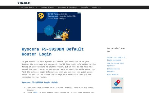 Kyocera FS-3920DN - Default login IP, default username ...